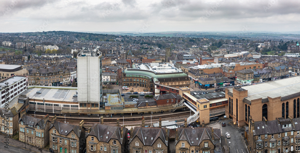 Canvas Prints Aerial view of Harrogate train station and town centre