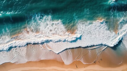 Obraz premium Strand Küste, Wellen Ozean von Oben, Vogelperspektive , generative AI