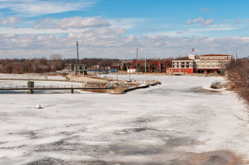 Fox River Lock At De Pere, Wisconsin, In Winter