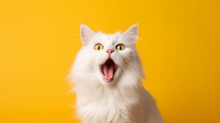 Cat portrait on vivid background. Illustration AI Generative