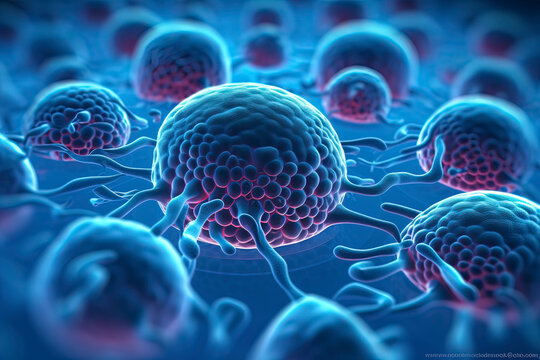 Micro biological cells. AI technology generated image