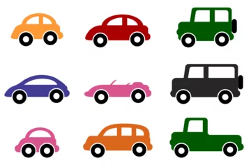 Afwasbaar Fotobehang Autorace simple vector colorful silhouette car, set 9, isolated on white
