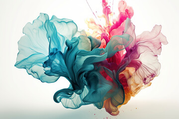 Paint splatters abstract flowers. AI technology generated image