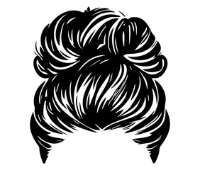 Messy bun hairstyles illustration of business hairstyle with natural long hair