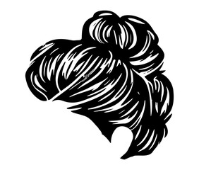 Messy bun hairstyles illustration of business hairstyle with natural long hair