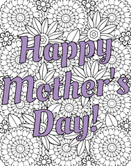 Mothers Day Coloring Page, Happy Mothers Day, Greeting Card Vector Design. Mother's Day Coloring Page, Adorable Mother's Day Coloring Pages for Kids to Gift to Mom. May activities for Kindergartens