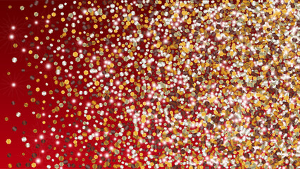 Glowing Background with Confetti of Glitter Particles. Sparkle Lights Texture. Disco pattern. Light Spots. Star Dust. Explosion of Confetti. Design for Banner.