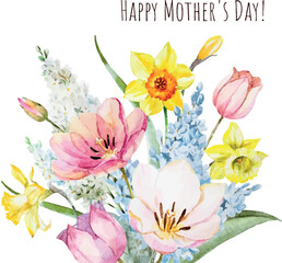 Happy Mother's Day Greeting Card. Brighten Mom's Day with a Colorful and Floral Happy Mother's Day Greeting Card: Vector Design Featuring Flowers to Celebrate Mother's Day in Style