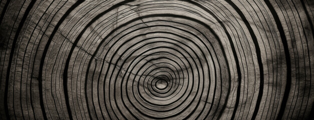 Fototapeta na wymiar Black and white pattern on a wood plank, style of circular abstraction, naturalistic backgrounds. Generative AI.