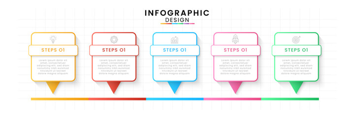 Infographic template for business. Timeline concept with 5 step.