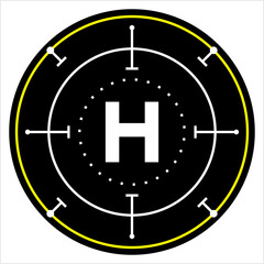 Helipad Icon, Helicopter Landing Pad, Area, Platform, H Letter, - obrazy, fototapety, plakaty
