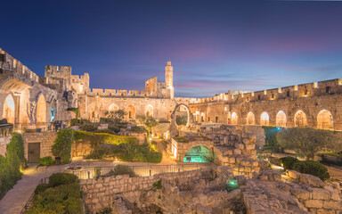 Obraz premium The City of David in the old city, Jerusalem at night