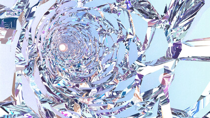 Glass tunnel transparent fragments 3d render - 593289599