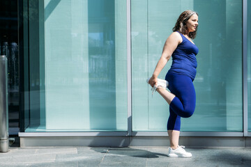 Embracing Body Neutrality. Body neutrality body positivity movement, which emphasizes being neutral towards ones body, neither overly positive nor negative. Outdoor portrait of fitness curvy woman