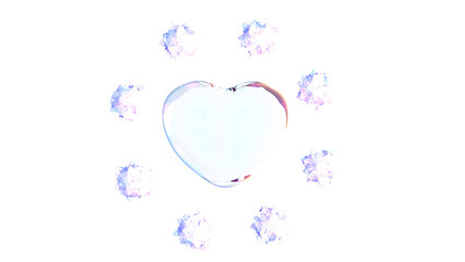 Glass heart beats with stars on a transparent intro 3d render - 593289788