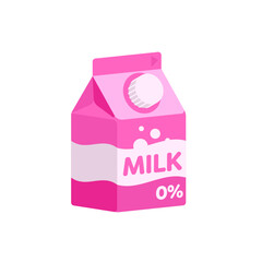 Cute pink milk carton package icon Isolated Sign Flat Style Vector Illustration Symbol on White Background