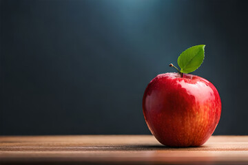 Ripe Red Apple on a Table with a Blurred Background. Generative AI