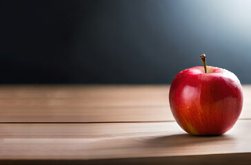 Ripe Red Apple on a Table with a Blurred Background. Generative AI