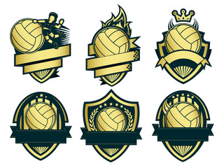 A group of golden Volleyball template set