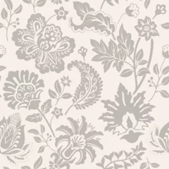Gordijnen Seamless floral pattern. Climbing flowers wallpaper. Stylised plants, monochrome background. Design for wrapping paper, textile, fabric, wedding invitations, cover phone, web, rug, carpet. Vector art © sunny_lion