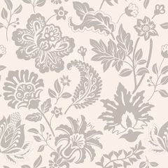 Foto op Plexiglas Seamless floral pattern. Climbing flowers wallpaper. Stylised plants, monochrome background. Design for wrapping paper, textile, fabric, wedding invitations, cover phone, web, rug, carpet.  © sunny_lion