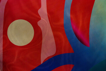 Banner with colorful geometric shapes. Abstract blotch shape.
