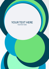Colorful overlapping circles, modern abstract composition with shadows and text. Geometric background.