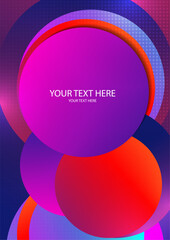 Colorful overlapping circles, modern abstract composition with shadows and text. Geometric background.