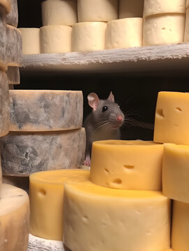 The mice want to snack on delicious cheese in the cheese warehouse, generative AI.