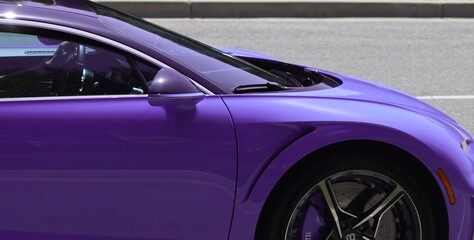 Sleek luxury hypercar closeup, brandless/ Closeup wallpaper/ Newport Beach, California. Car...