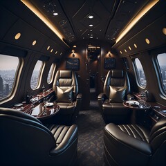 Luxury Business Jet Interior. Generative AI