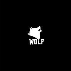 Wolf head logo icon isolated on dark background