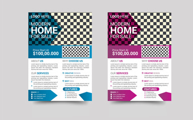 Corporate real estate flyer Layout or a4 poster template,modern house or home sale flyer design for ad