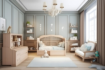 Classic style interior of children room. Generative AI
