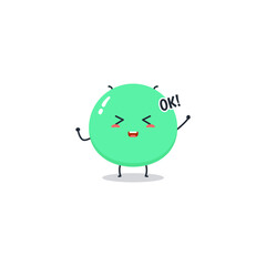 Cute cartoon alien character emoji and expression with pose