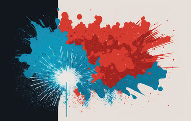 Bright colored art firework on colorful background