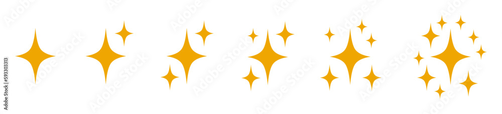 Wall mural stars set icons logo, social media stories icon, different sparkle star shapes icon collection, rati