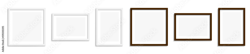 Leinwandbilder set picture photo frame mockup, wall presentation, frame with shadow, blank frame border mockups, is