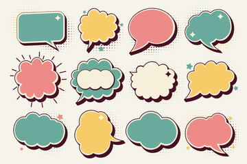Set of retro comic speech bubbles. vector image. - 593304113