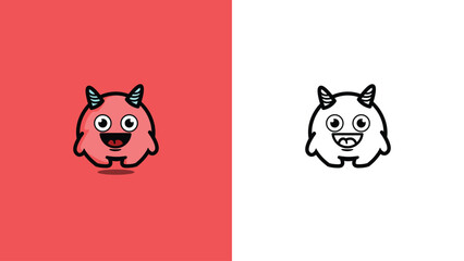 red cute monster vector icon for you brands