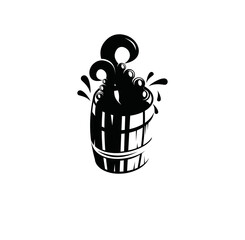 squid in a barrel style design,
great for your logo design.