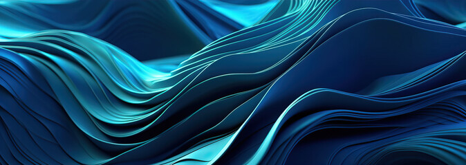 Blue flowing background, generative ai