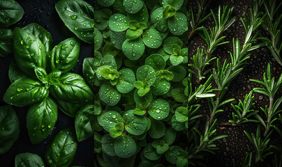 close view on fresh herbs bunch - obrazy, fototapety, plakaty
