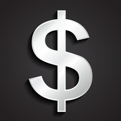 3d silver metal dollar symbol