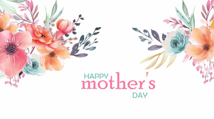Vector gift card for mother's day. Illustration with flowers in soft pastel colors with text
