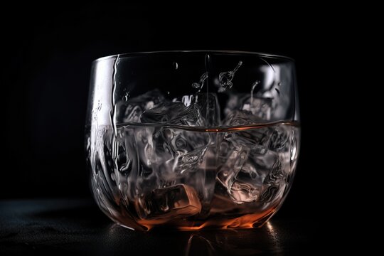 Quench your thirst with this refreshing image of ice cubes in a partially filled glass