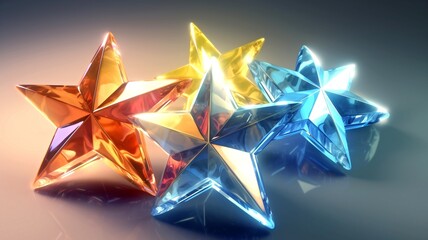colored transparent glas stars  generative ai