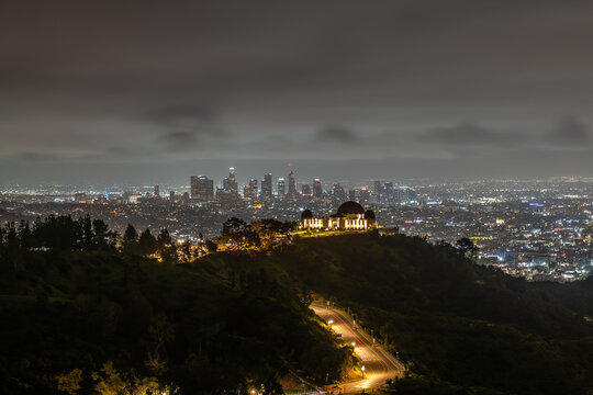 The Griffith Observatory and downtown LA at night