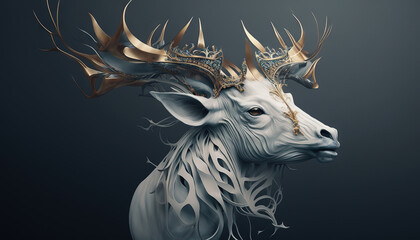 Abstract animal Elk,Deer, gazelle-like creature illustration background in pastel colors generative ai.