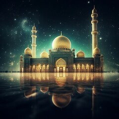 mosque with background galaxy